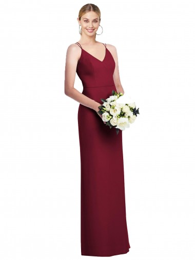 Wholesale Long Chiffon Sleeveless Burgundy Maxi Evening Dress Canada