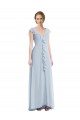 Long Soft Chiffon Sleeveless V-Back Sea Glass Maxi Evening Dress