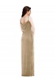 Long Stretch Velvet Sleeveless Champagne Maxi Evening Dress