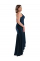 Long Silky Satin Sleeveless Dark Navy Plus Size Evening Gown