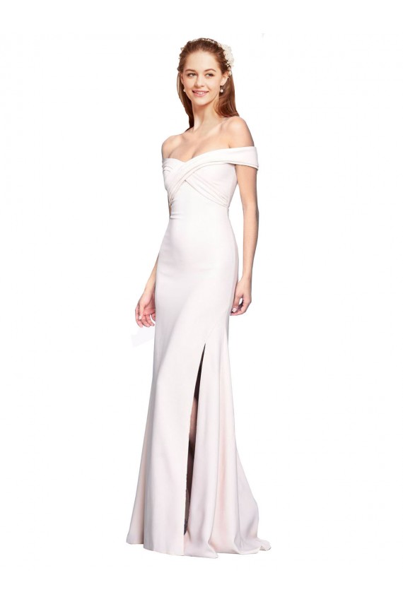 Long Stretch Crepe Sleeveless White Evening Dress