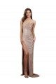 Long Sequin Sleeveless Low Back Champagne Sexy Evening Dress