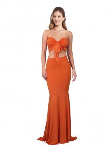 Wholesale Long Spandex Sleeveless Orange Evening Dress Canada