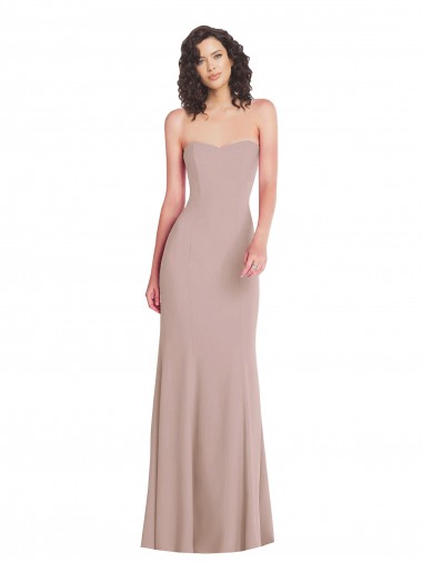 Wholesale Long Stretch Crepe Sleeveless Dusty Pink Evening Dresses Canada