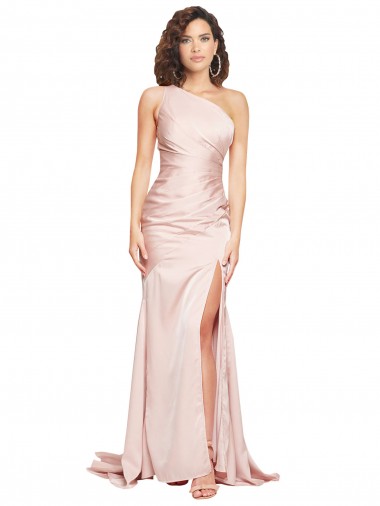 Wholesale Long Silky Satin Sleeveless Pink Sexy Evening Dress Canada