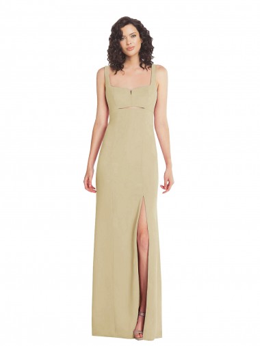 Wholesale Long Stretch Crepe Sleeveless Low Back Champagne Evening Dress Canada