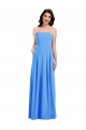 Long Stretch Crepe Sleeveless Low Back Peacock Blue Semi Formal Evening Dress